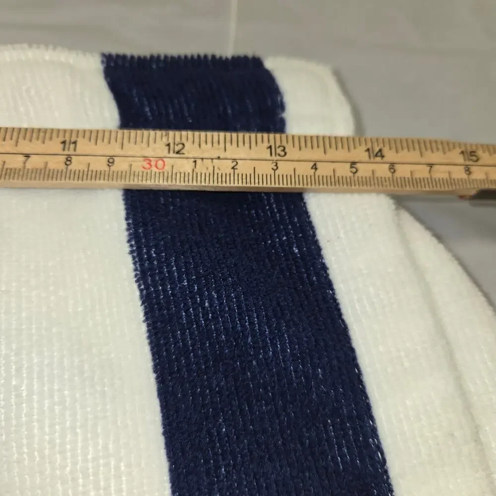 Saks Fifth Avenue Wrap Bath Towel Hook and Loop‎ Terry Cloth Striped Blue White